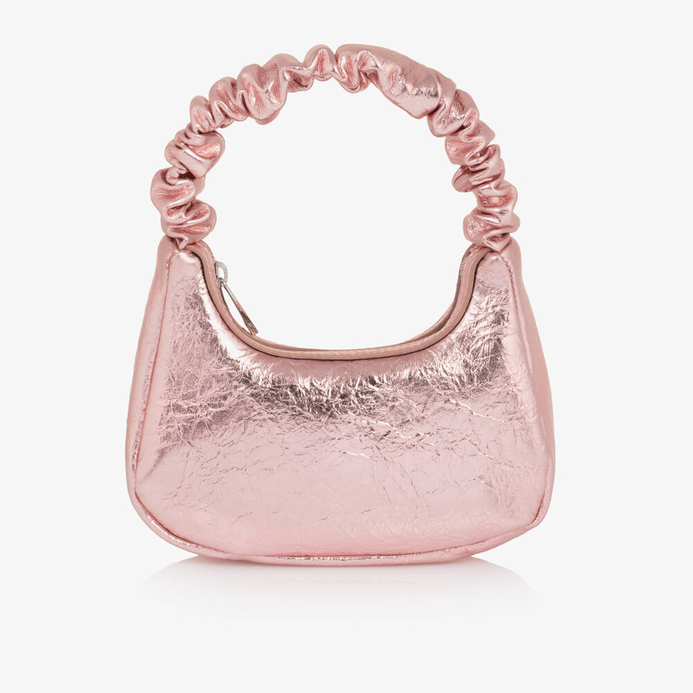 Molo-Girls Metallic Pink Faux Leather Handbag (20cm) | Childrensalon