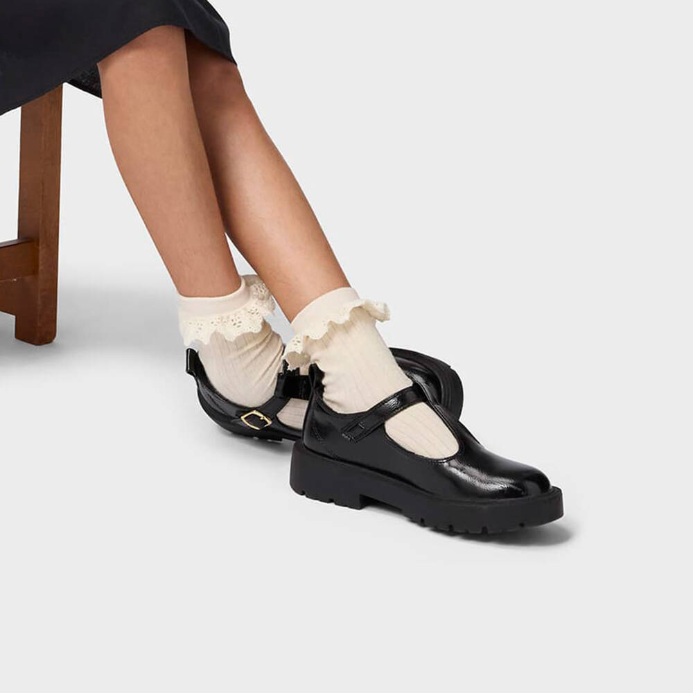 Molo-Girls Navy & Ivory Ribbed Ruffle Socks (2 Pack) | Childrensalon