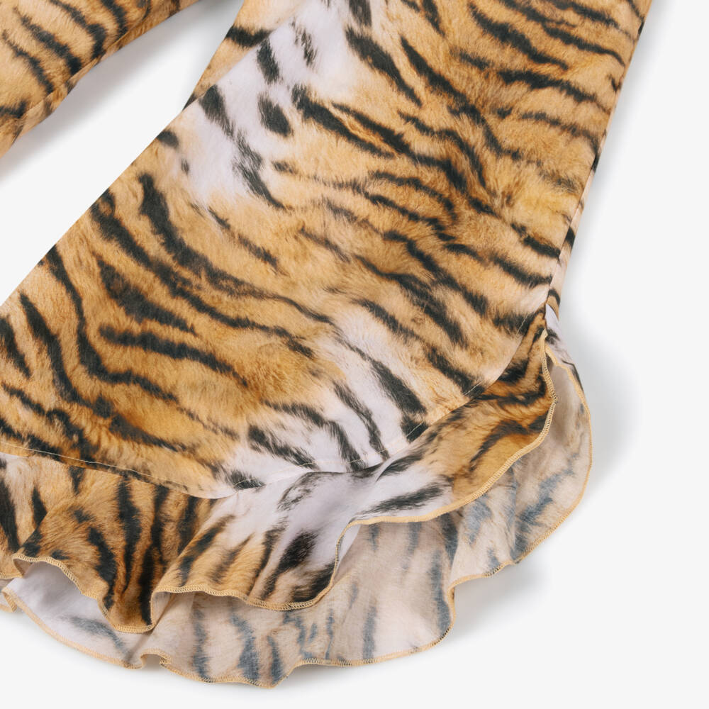 Molo-Girls Orange & Black Tiger Print Beach Trousers | Childrensalon