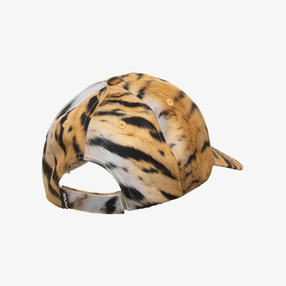 Molo-Girls Orange & Black Tiger Print Cap | Childrensalon