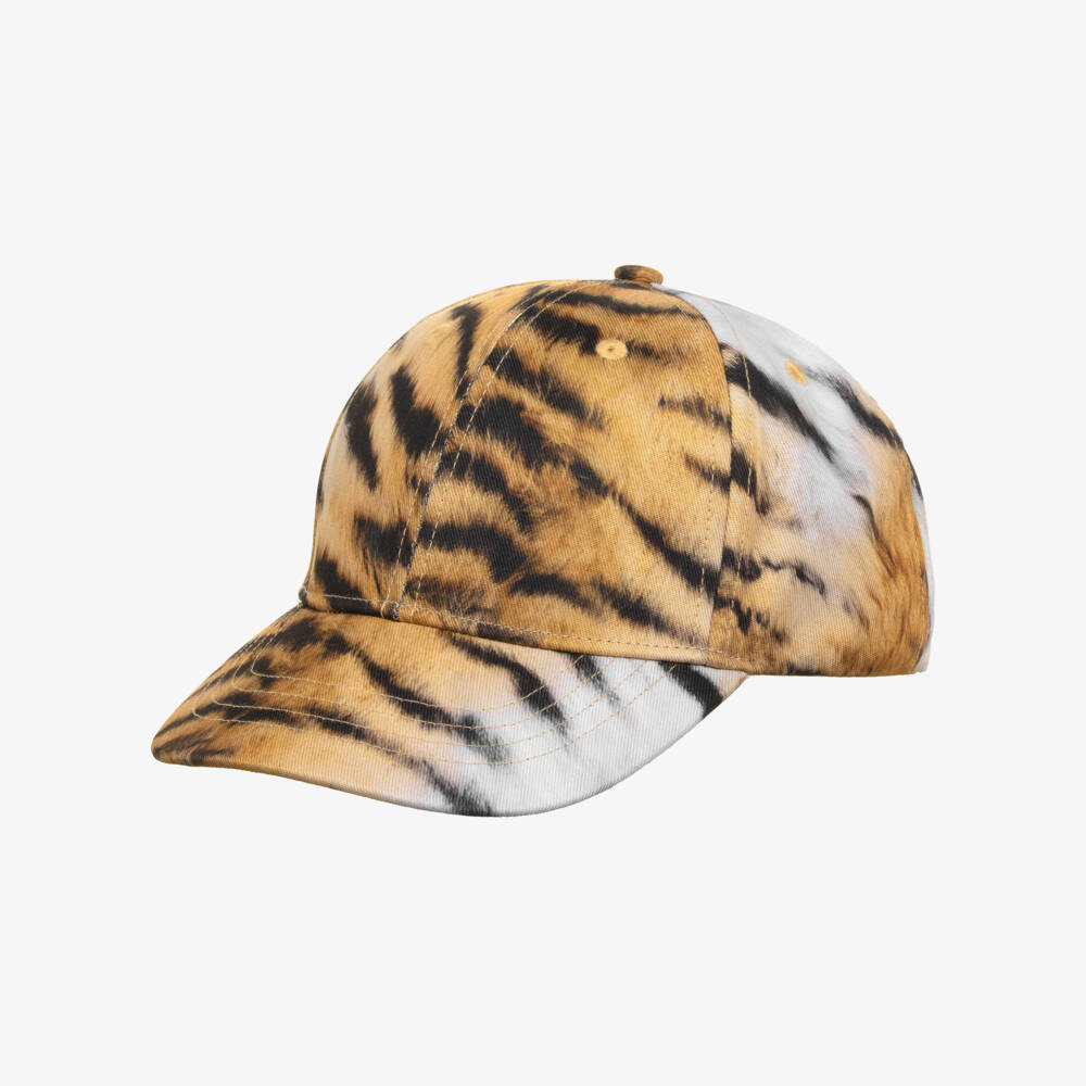 Molo-Girls Orange & Black Tiger Print Cap | Childrensalon