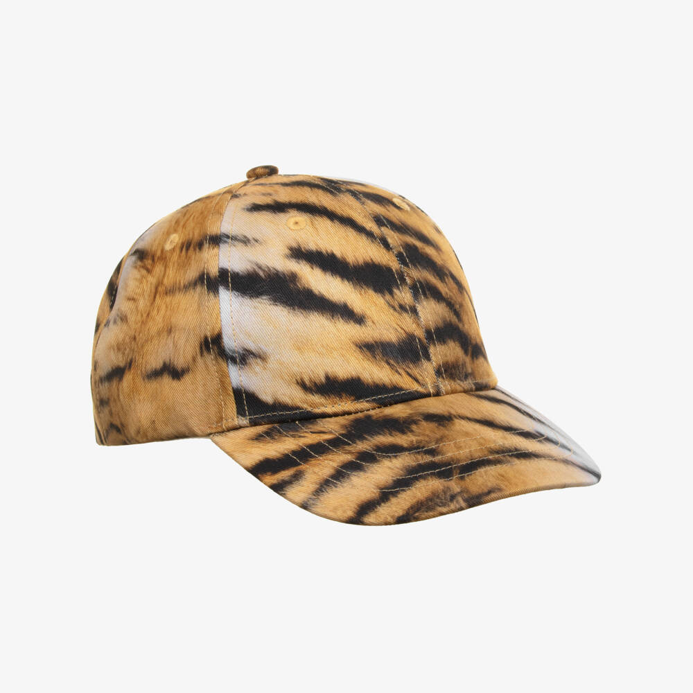 Molo-Girls Orange & Black Tiger Print Cap | Childrensalon