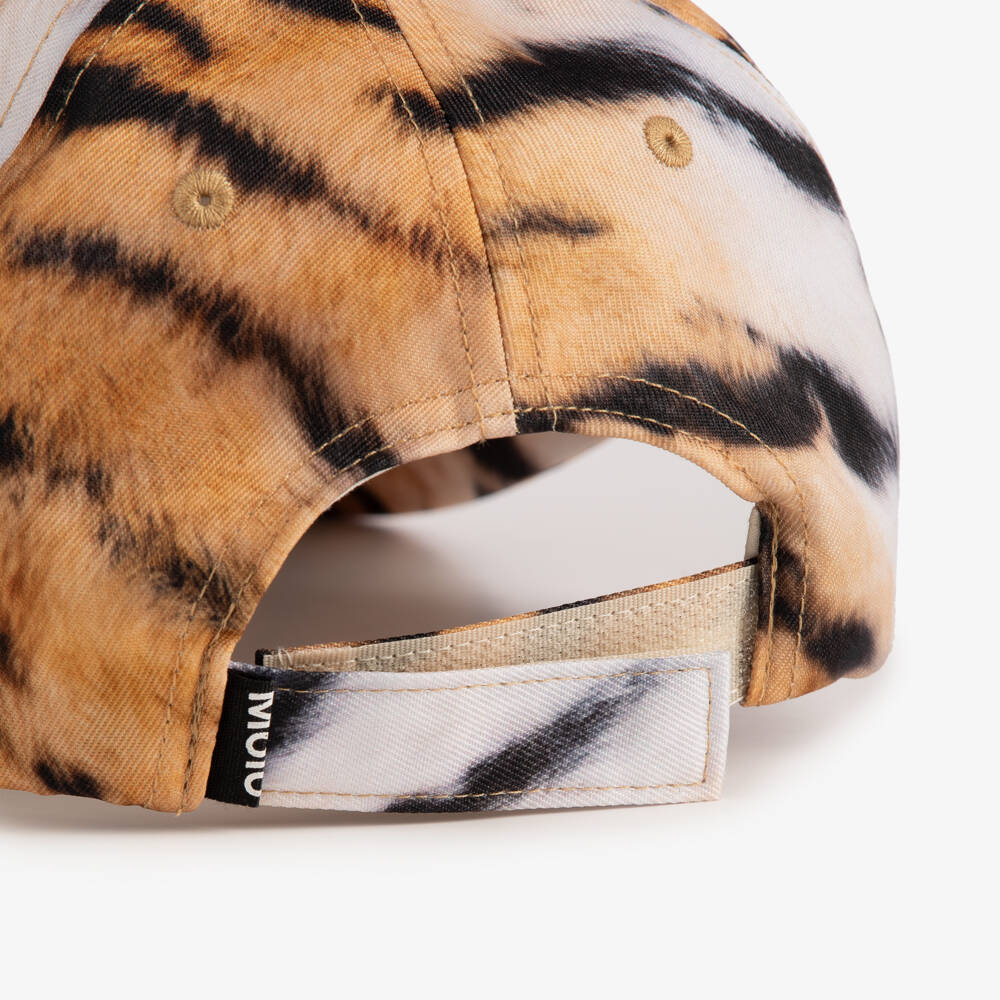 Molo-Girls Orange & Black Tiger Print Cap | Childrensalon