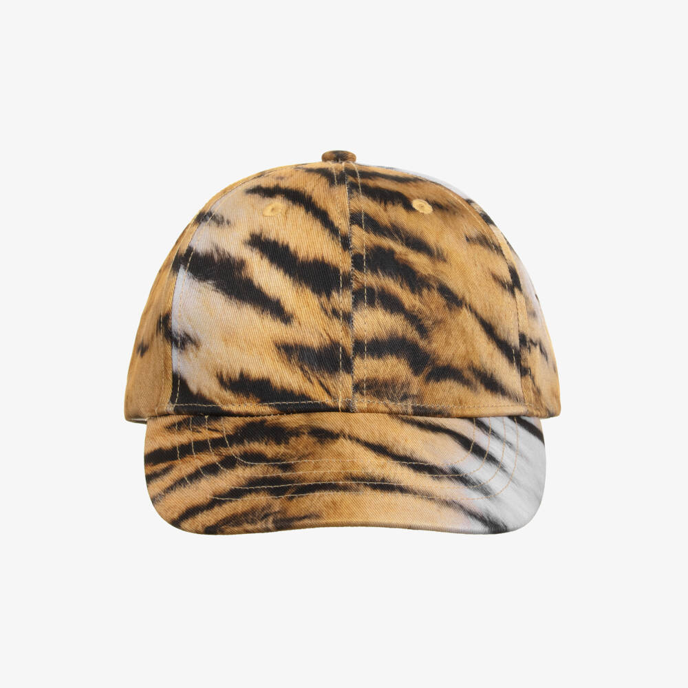 Molo-Girls Orange & Black Tiger Print Cap | Childrensalon
