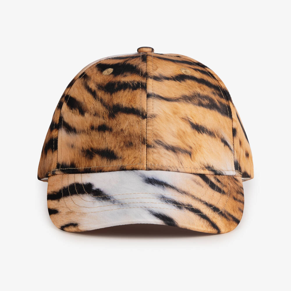 Molo-Girls Orange & Black Tiger Print Cap | Childrensalon