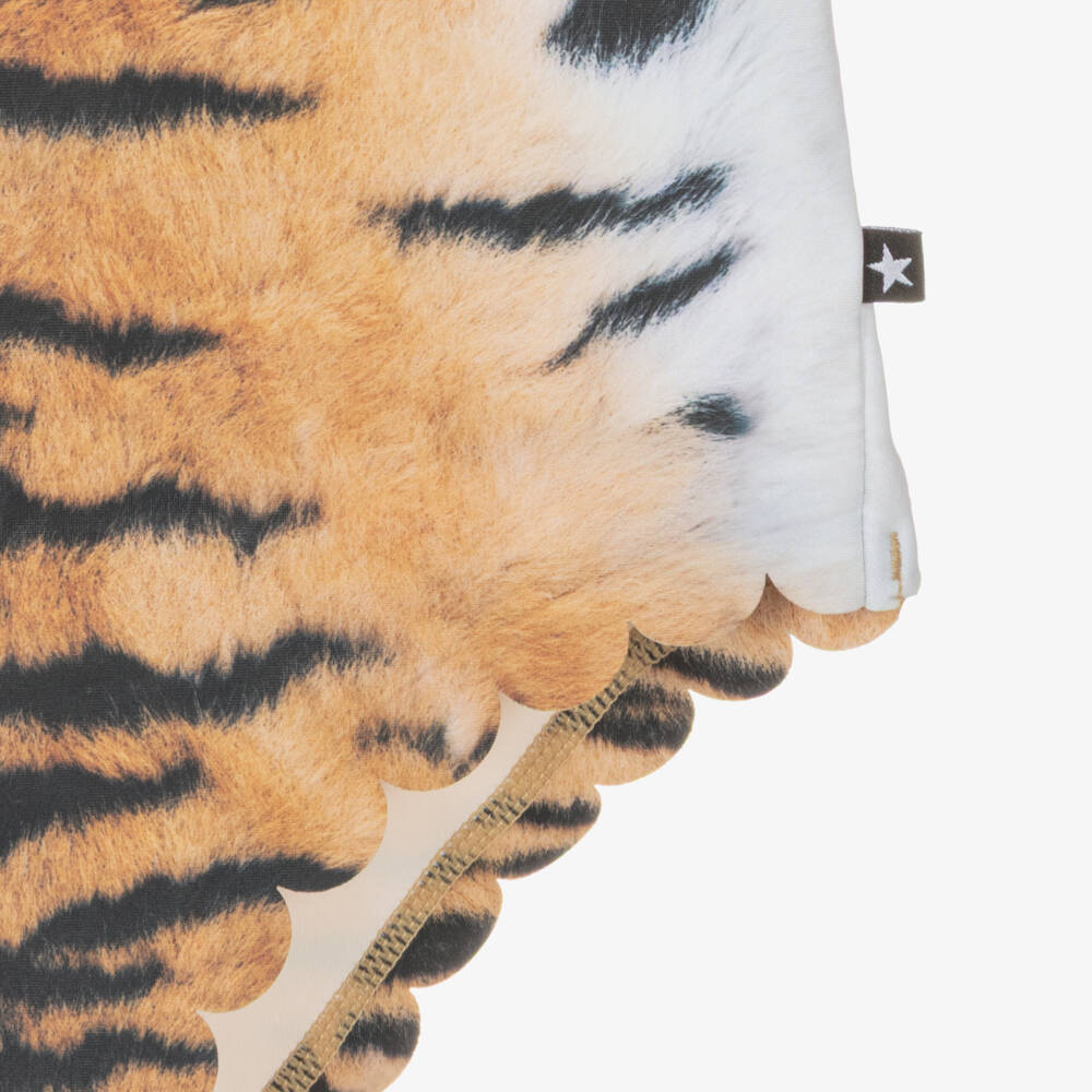 Molo-Girls Orange & Black Tiger Print Swimsuit (UPF50+) | Childrensalon