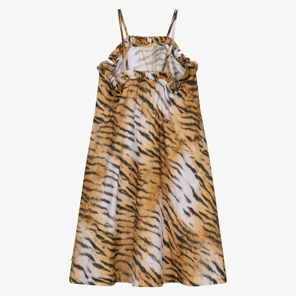 Molo-Girls Orange & Black Tiger Stripe Beach Dress | Childrensalon