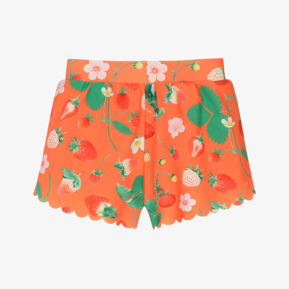 Molo-شورت سباحة بطبعة فراولة لون برتقالي للبنات (+UPF50) | Childrensalon