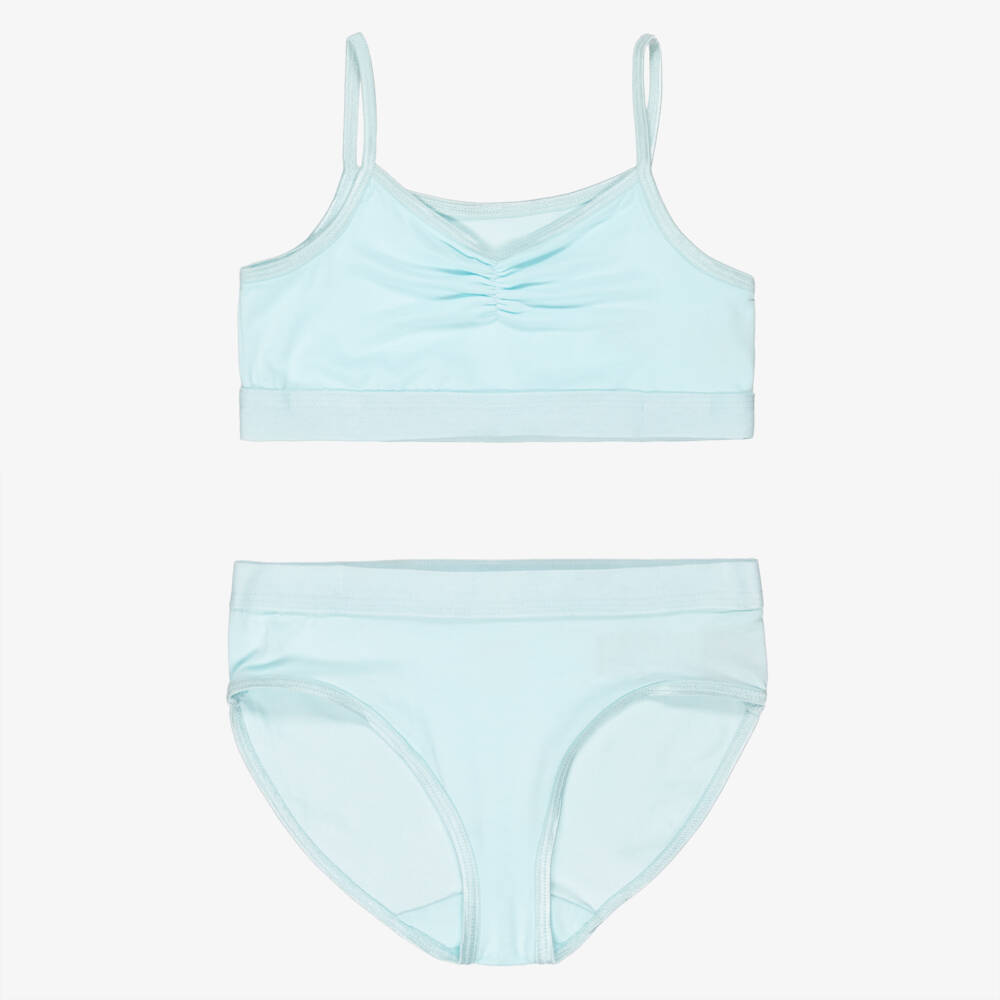 Molo-طقم توب قصير وسروال داخلي لون أزرق فاتح للبنات | Childrensalon