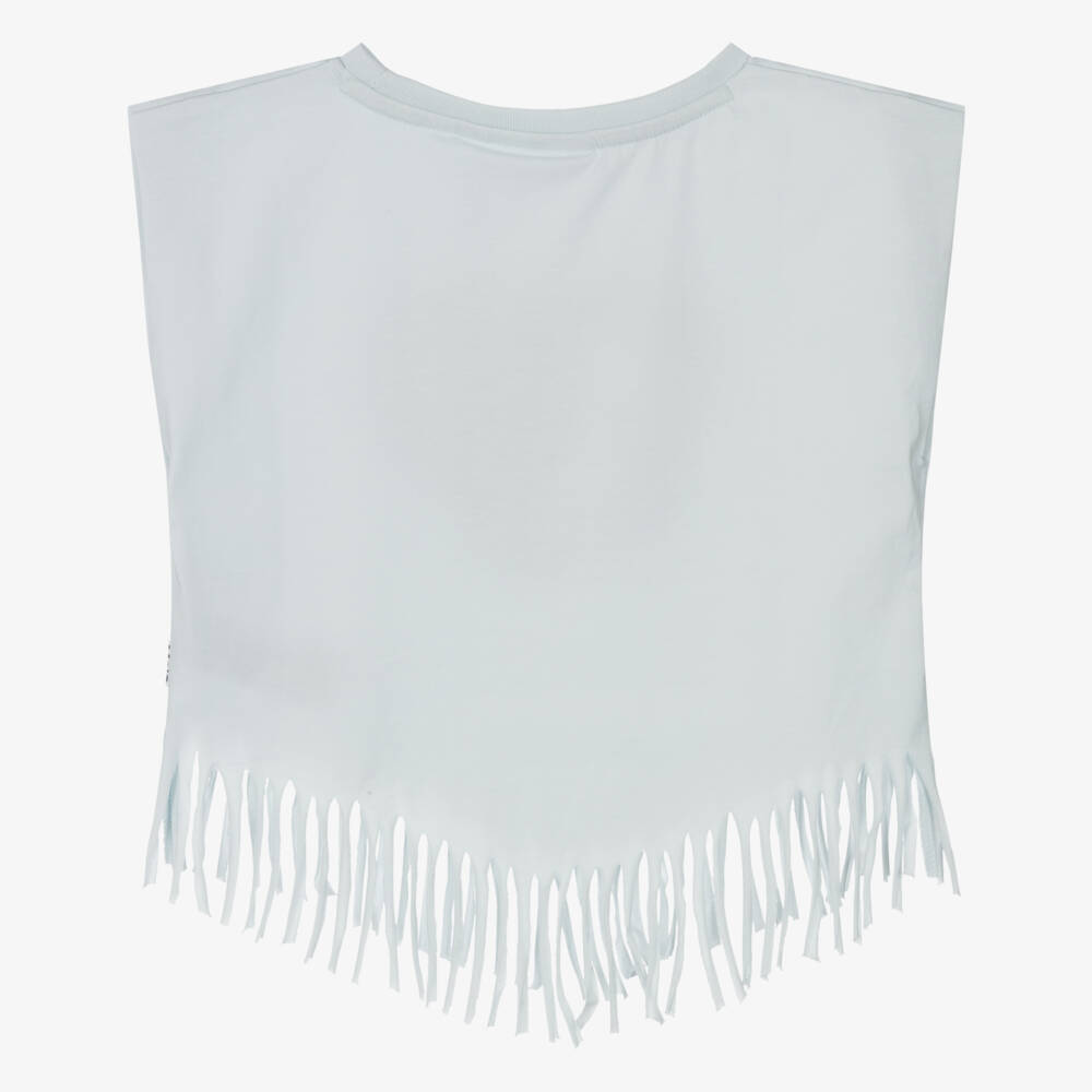Molo-Girls Pale Blue Rainbow Heart Sleeveless Top | Childrensalon