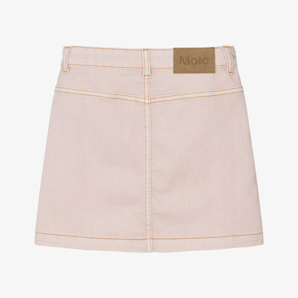 Molo-Girls Pale Pink Denim Skirt | Childrensalon