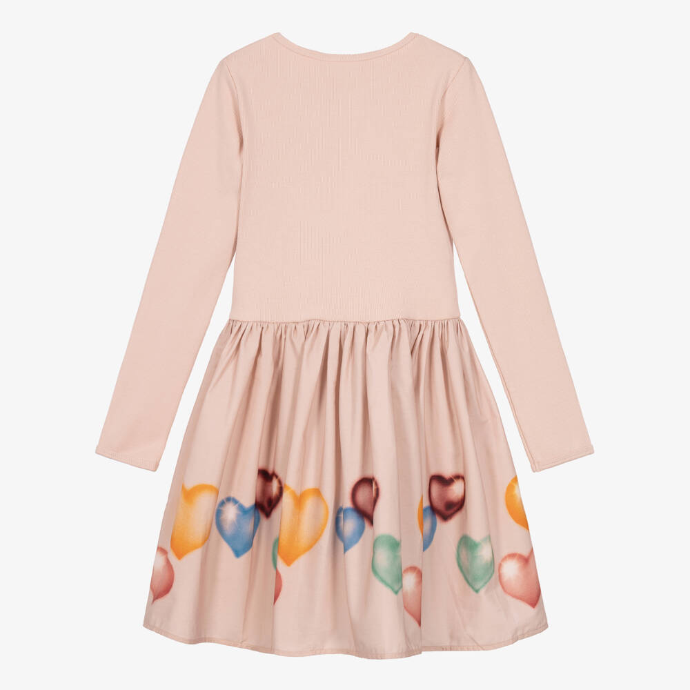 Molo-Girls Pale Pink Heart Print Dress | Childrensalon
