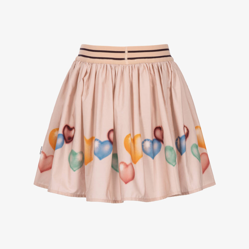 Molo-Girls Pale Pink Heart Print Skirt | Childrensalon