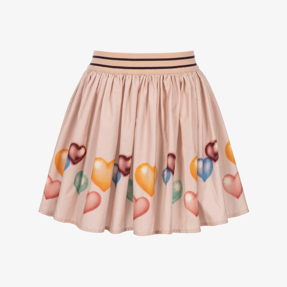 Molo-Girls Pale Pink Heart Print Skirt | Childrensalon