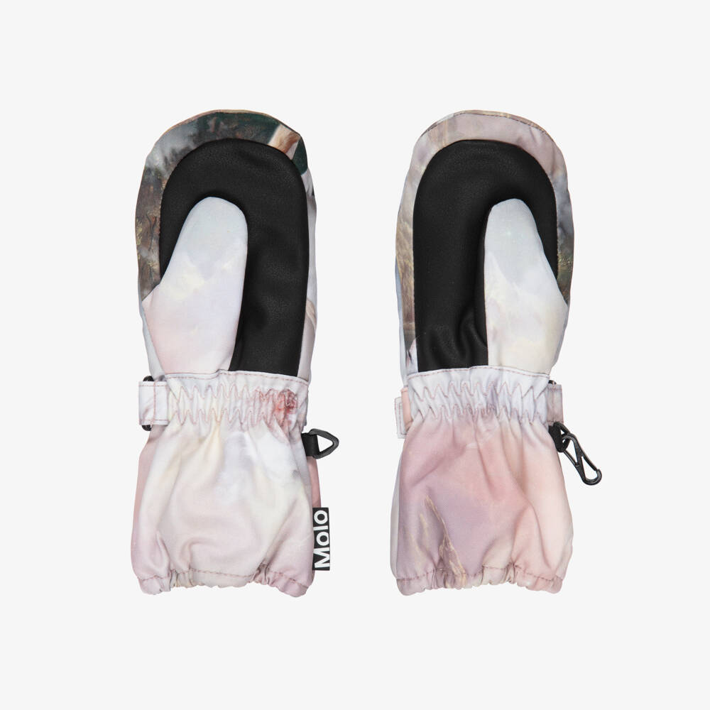 Molo-Girls Pale Pink Pegasus Ski Gloves | Childrensalon