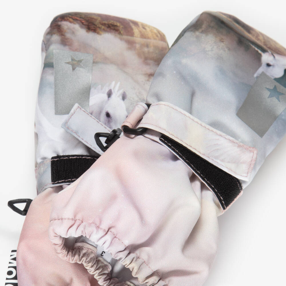 Molo-Girls Pale Pink Pegasus Ski Gloves | Childrensalon