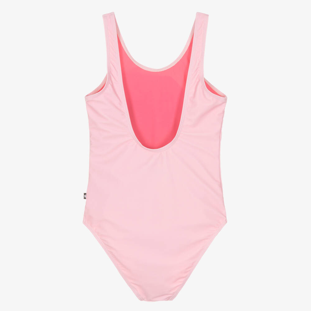 Molo-Girls Pale Pink Smiling Ice Cream Scoop Swimsuit (UPF50+) | Childrensalon