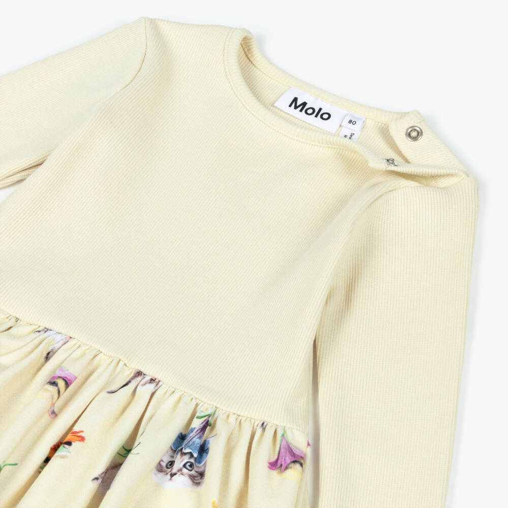 Molo-Платье желтое из органического хлопкового трикотажа для девочек | Childrensalon