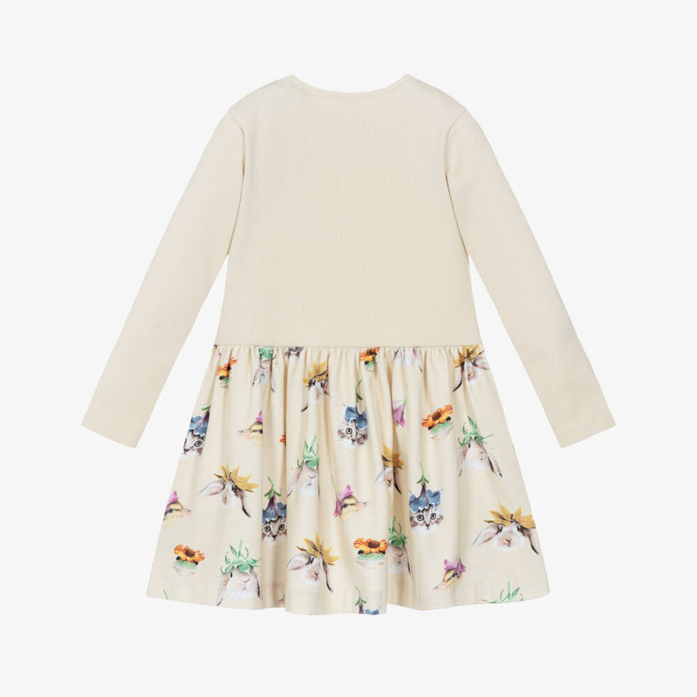 Molo-Girls Pale Yellow Organic Cotton Jersey Dress | Childrensalon