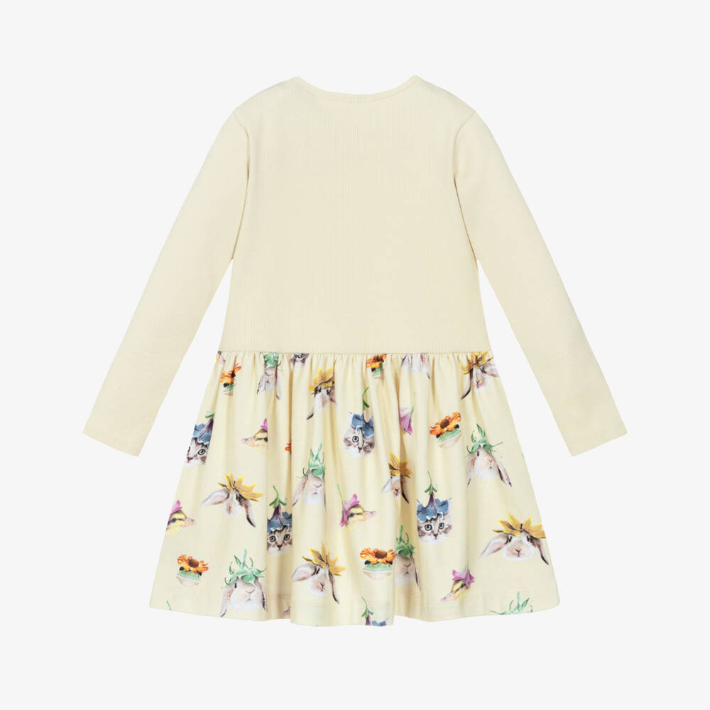 Molo-Платье желтое из органического хлопкового трикотажа для девочек | Childrensalon