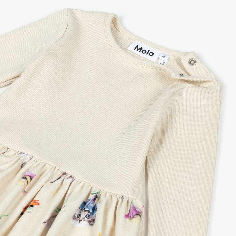 Molo-Girls Pale Yellow Organic Cotton Jersey Dress | Childrensalon