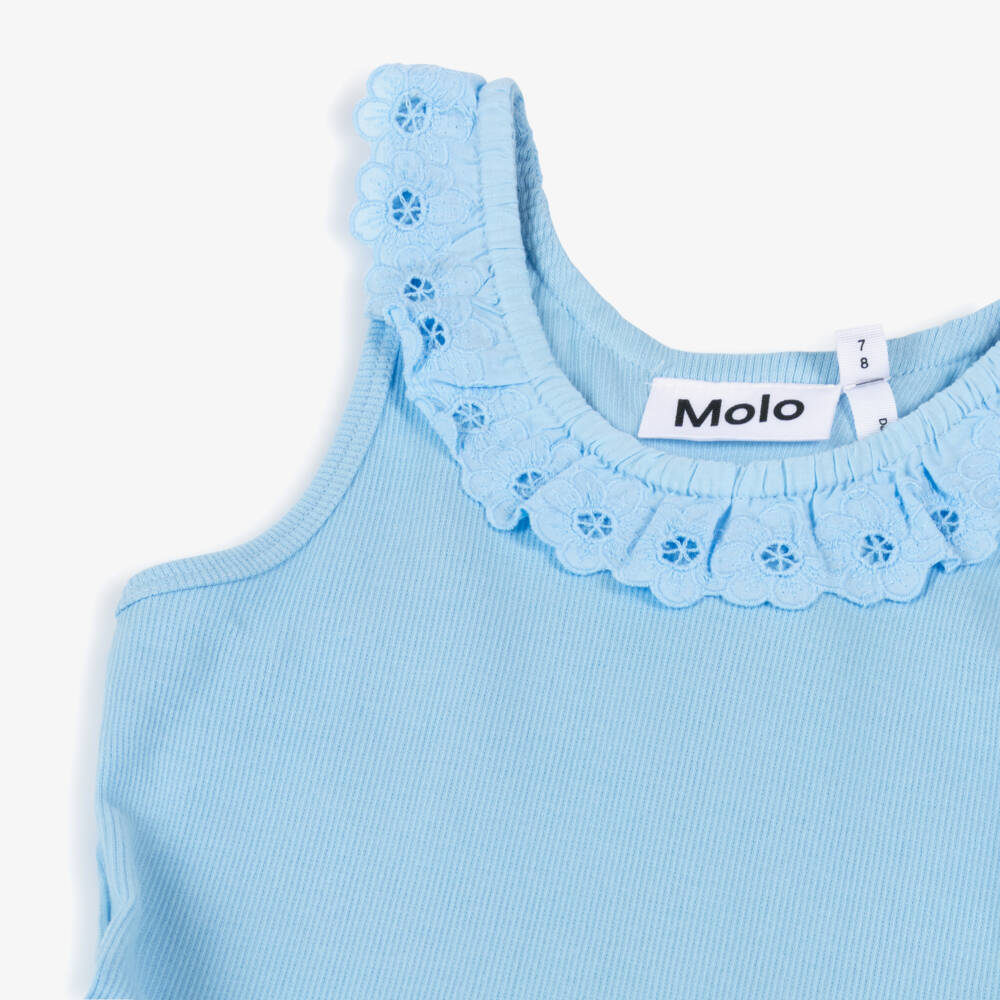 Molo-Girls Pastel Blue Organic Cotton Dress | Childrensalon