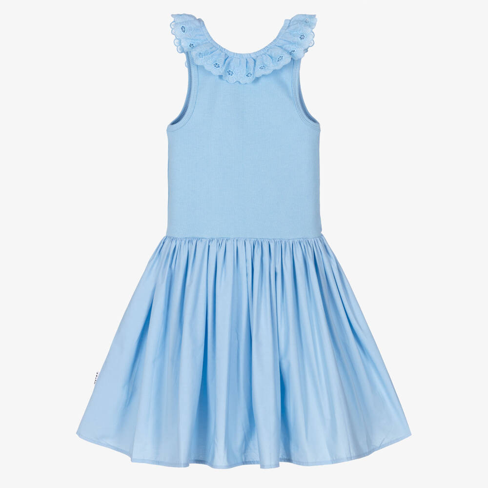 Molo-Girls Pastel Blue Organic Cotton Dress | Childrensalon