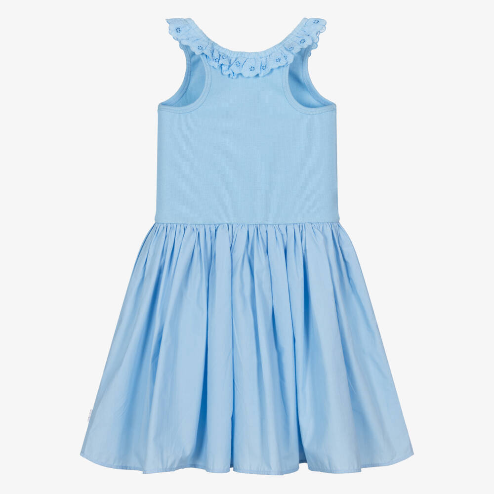 Molo-Girls Pastel Blue Organic Cotton Dress | Childrensalon