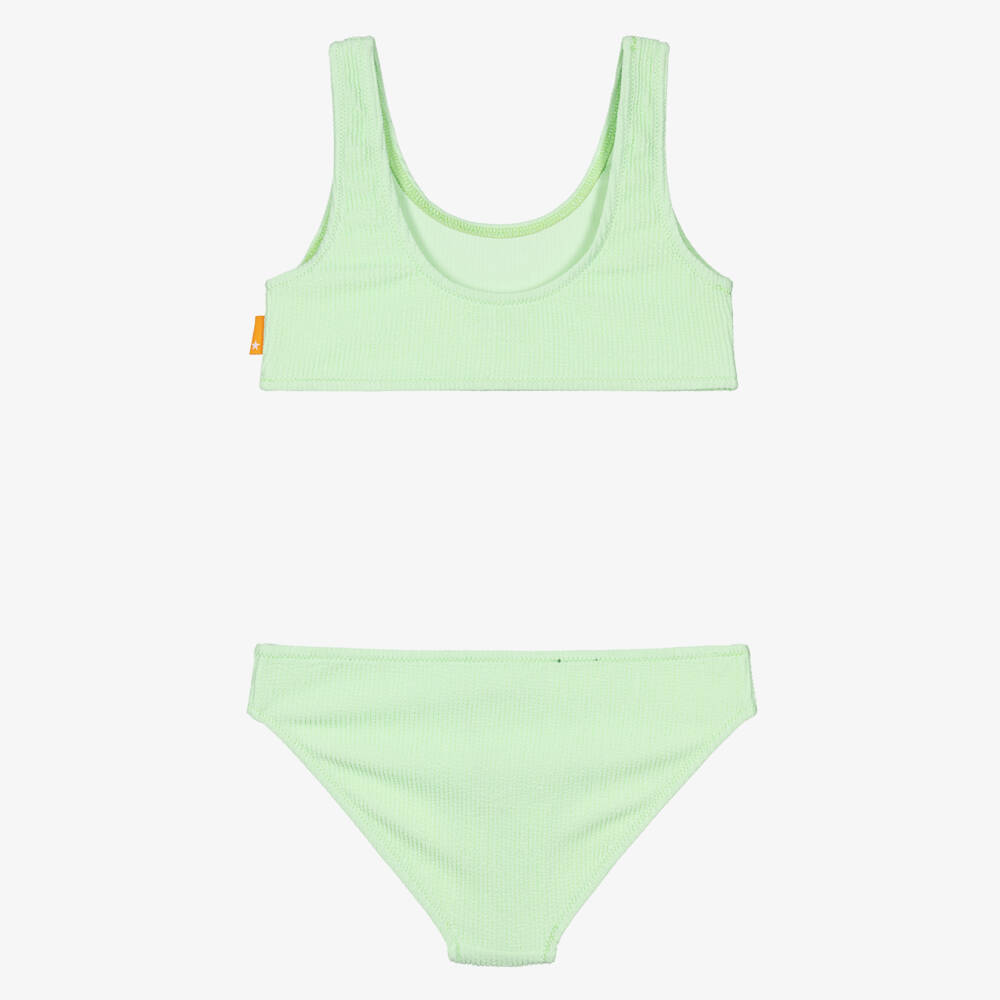 Molo-Girls Pastel Green Crinkle Bikini (UPF50+) | Childrensalon