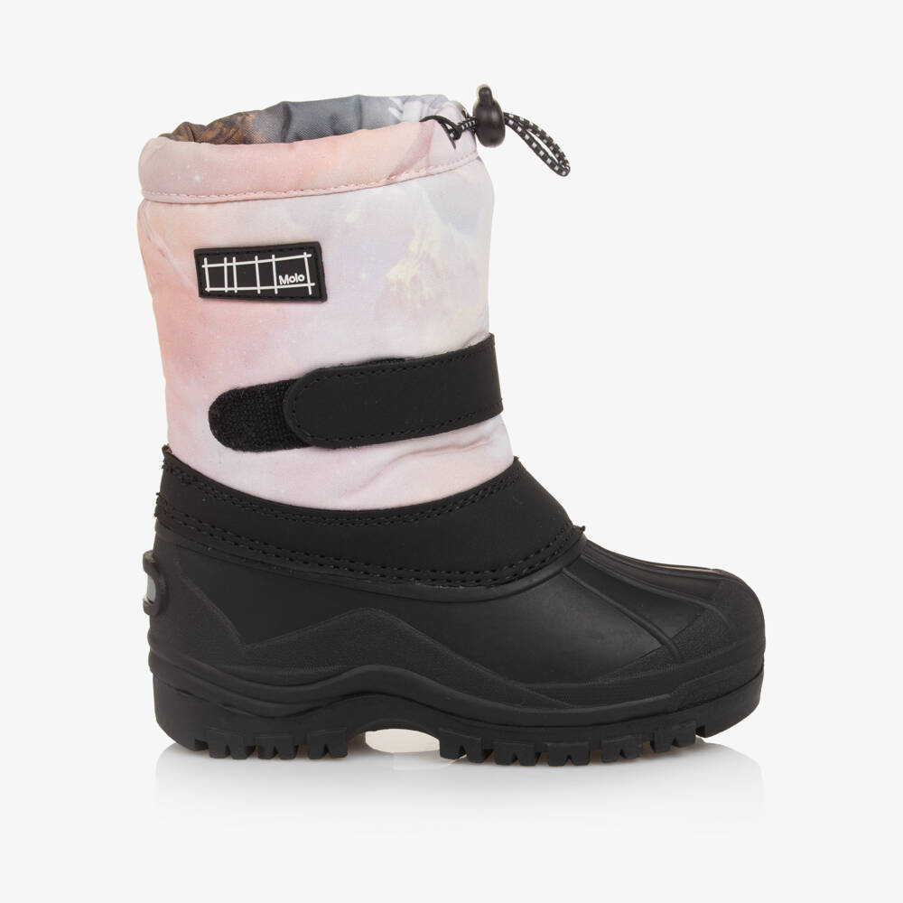 Molo-Girls Pastel Pink Pegasus Print Snow Boots | Childrensalon