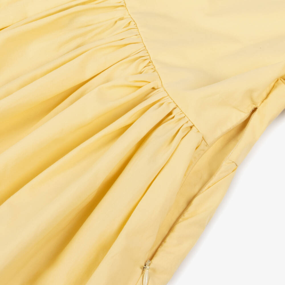 Molo-Girls Pastel Yellow Dress with Ric Rac Trims | Childrensalon