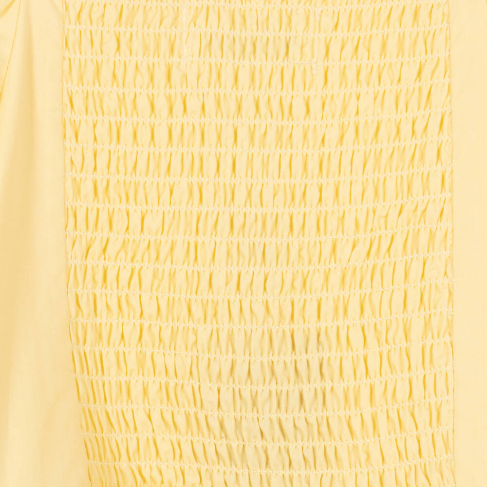Molo-Girls Pastel Yellow Dress with Ric Rac Trims | Childrensalon