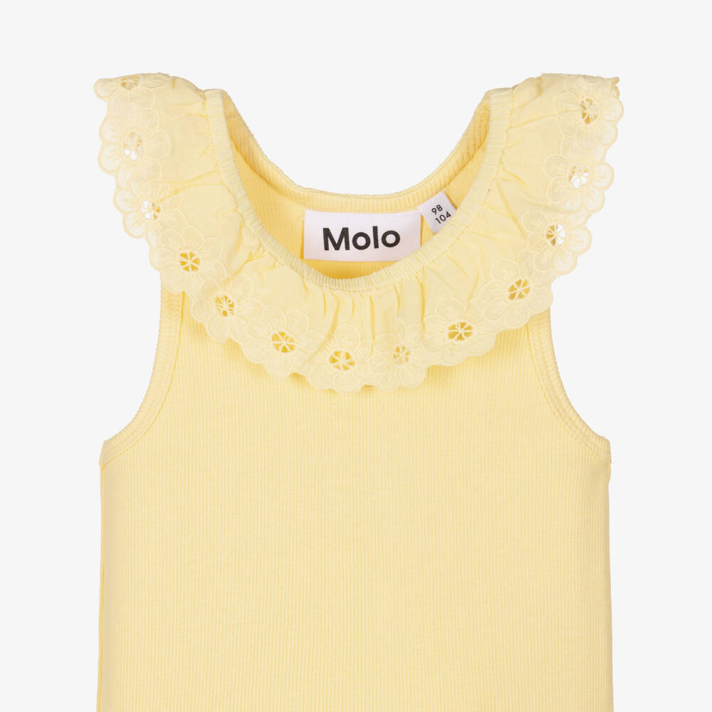 Molo-Girls Pastel Yellow Organic Cotton Dress | Childrensalon