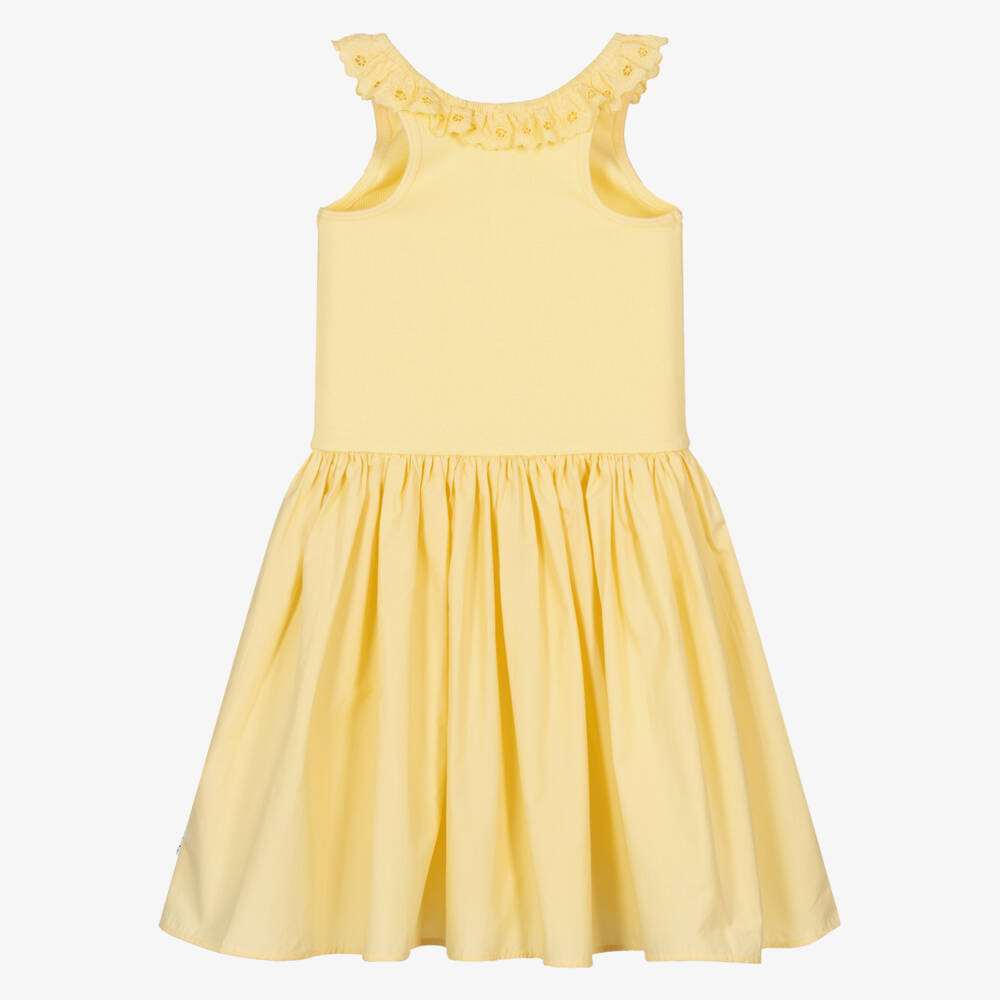 Molo-Girls Pastel Yellow Organic Cotton Dress | Childrensalon