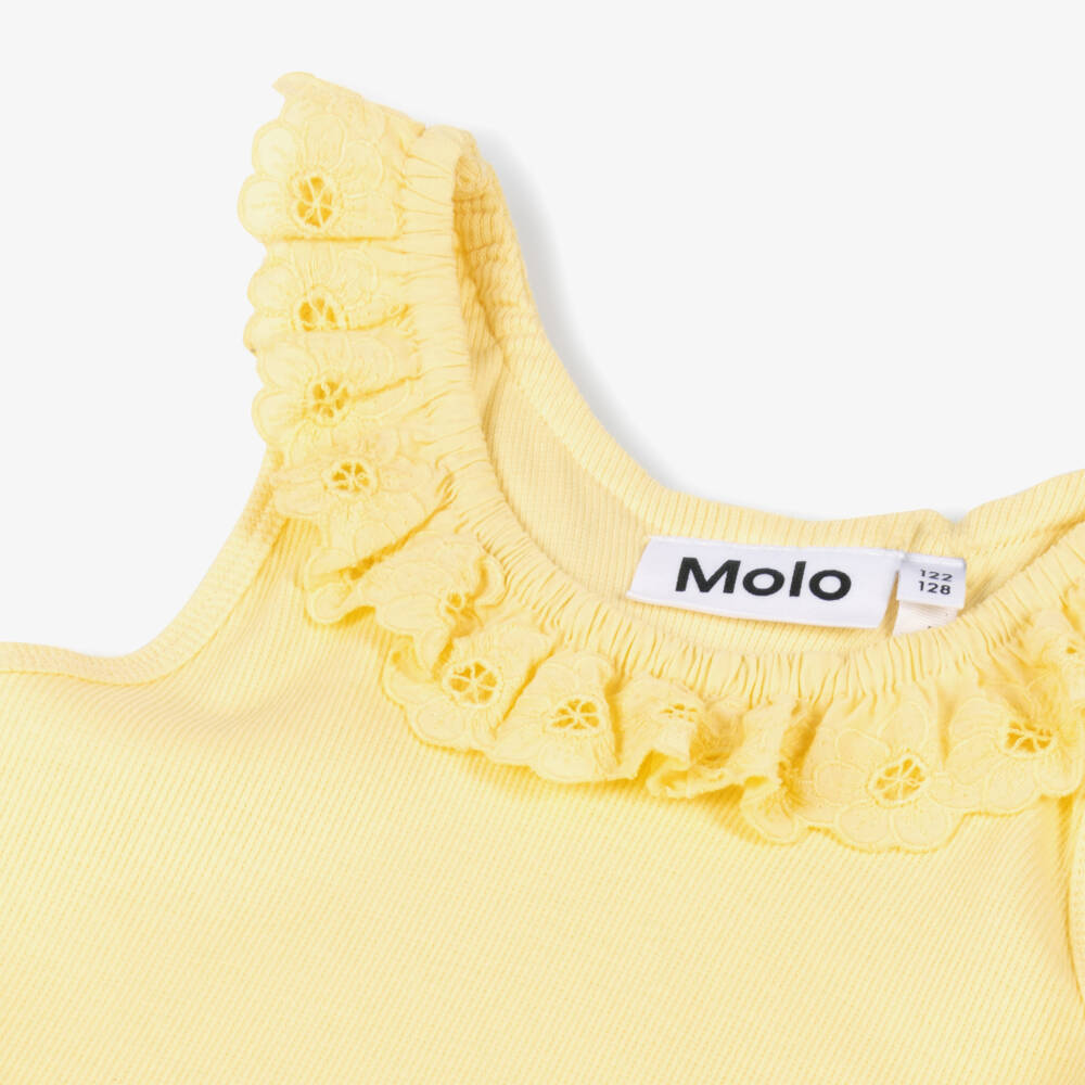Molo-Girls Pastel Yellow Organic Cotton Dress | Childrensalon