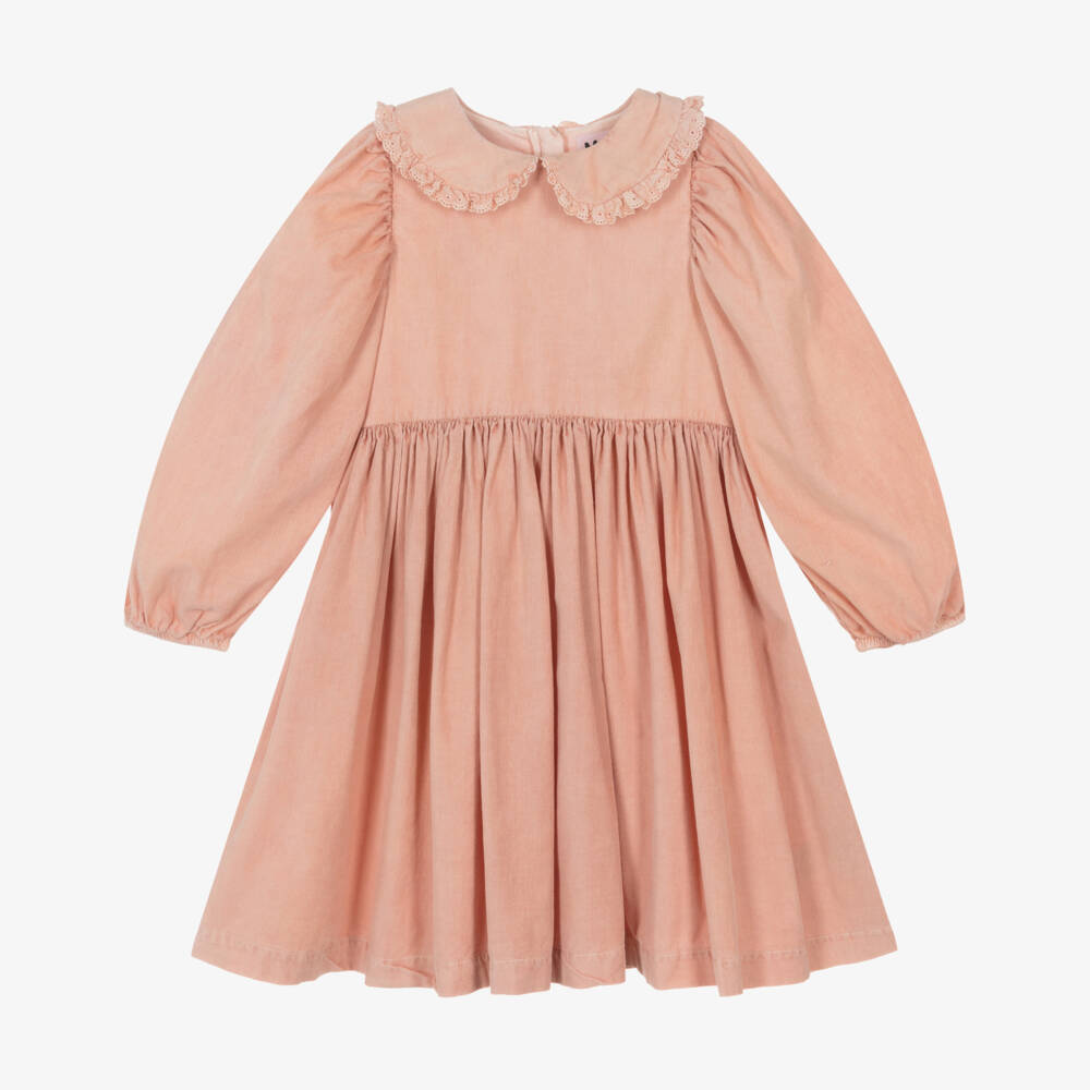 Molo-Girls Peach Pink Needlecord Dress | Childrensalon