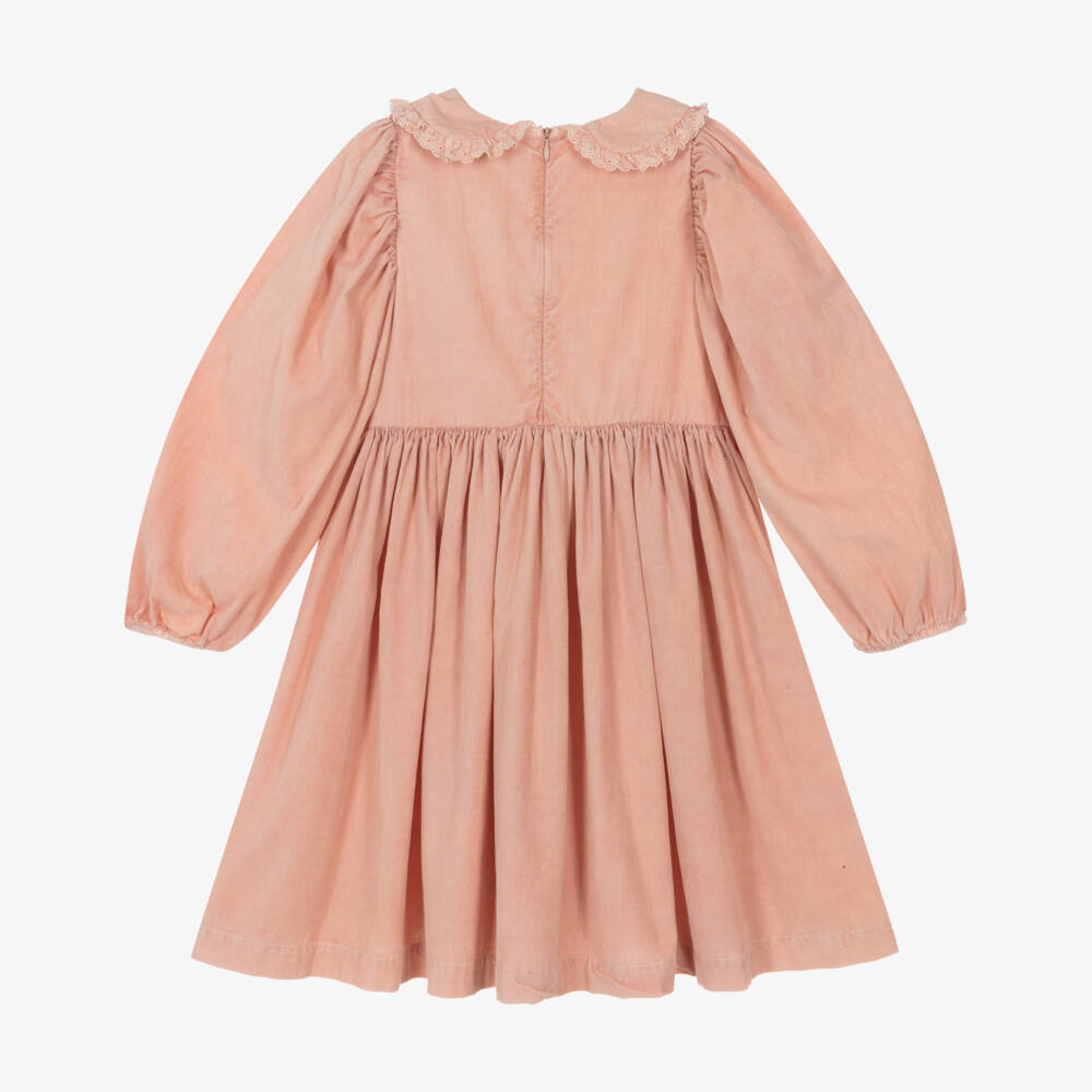 Molo-Girls Peach Pink Needlecord Dress | Childrensalon