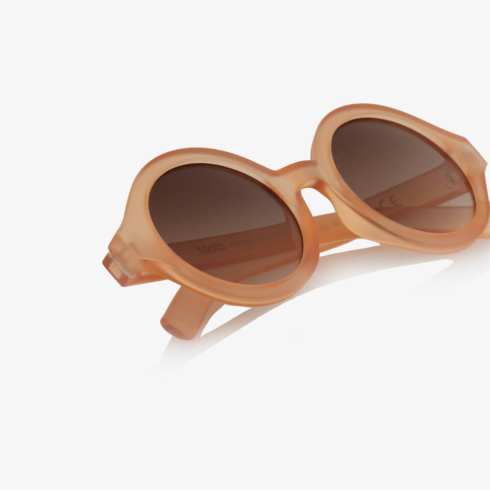 Molo-Girls Peach Round Sunglasses (UVA/UVB) | Childrensalon