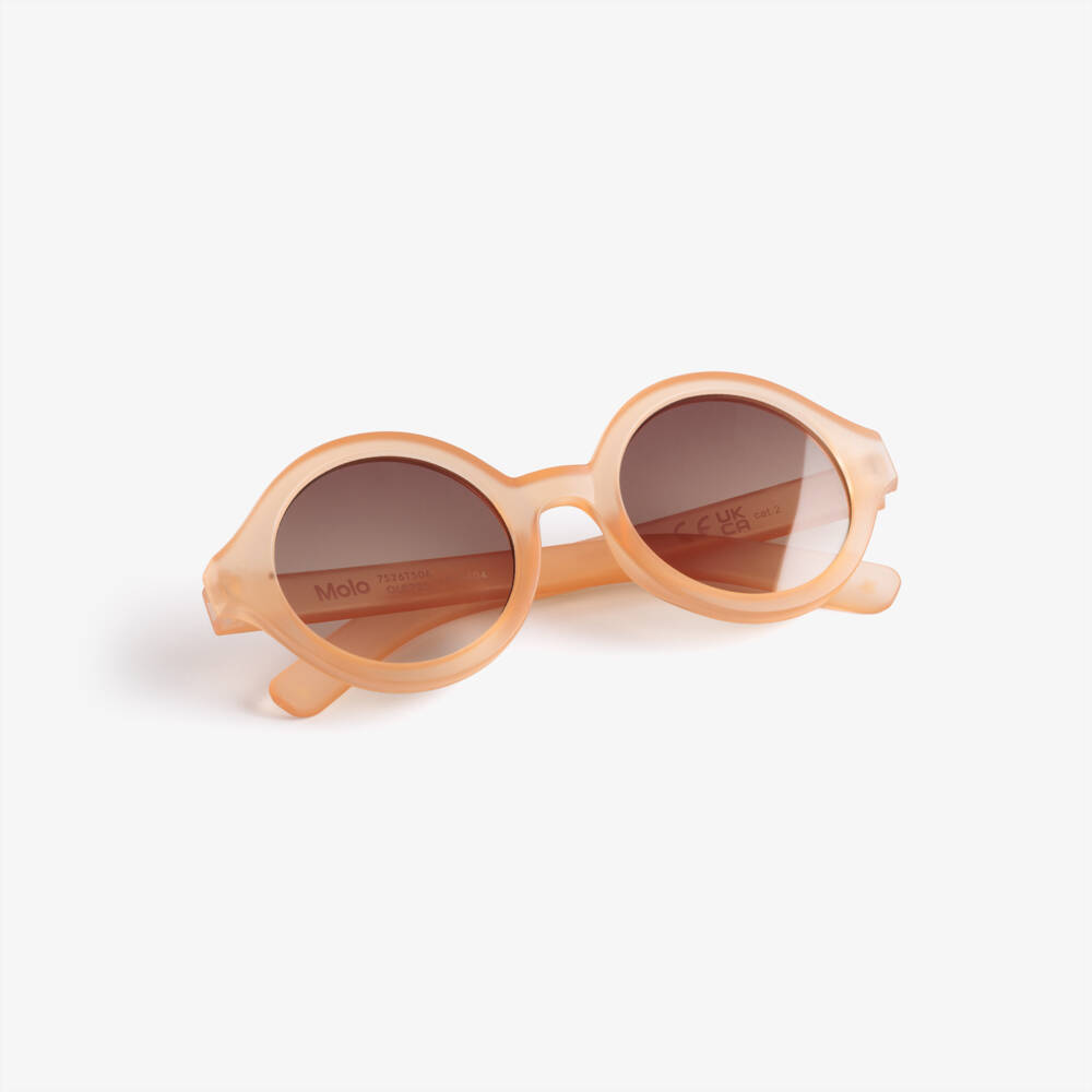 Molo-Girls Peach Round Sunglasses (UVA/UVB) | Childrensalon