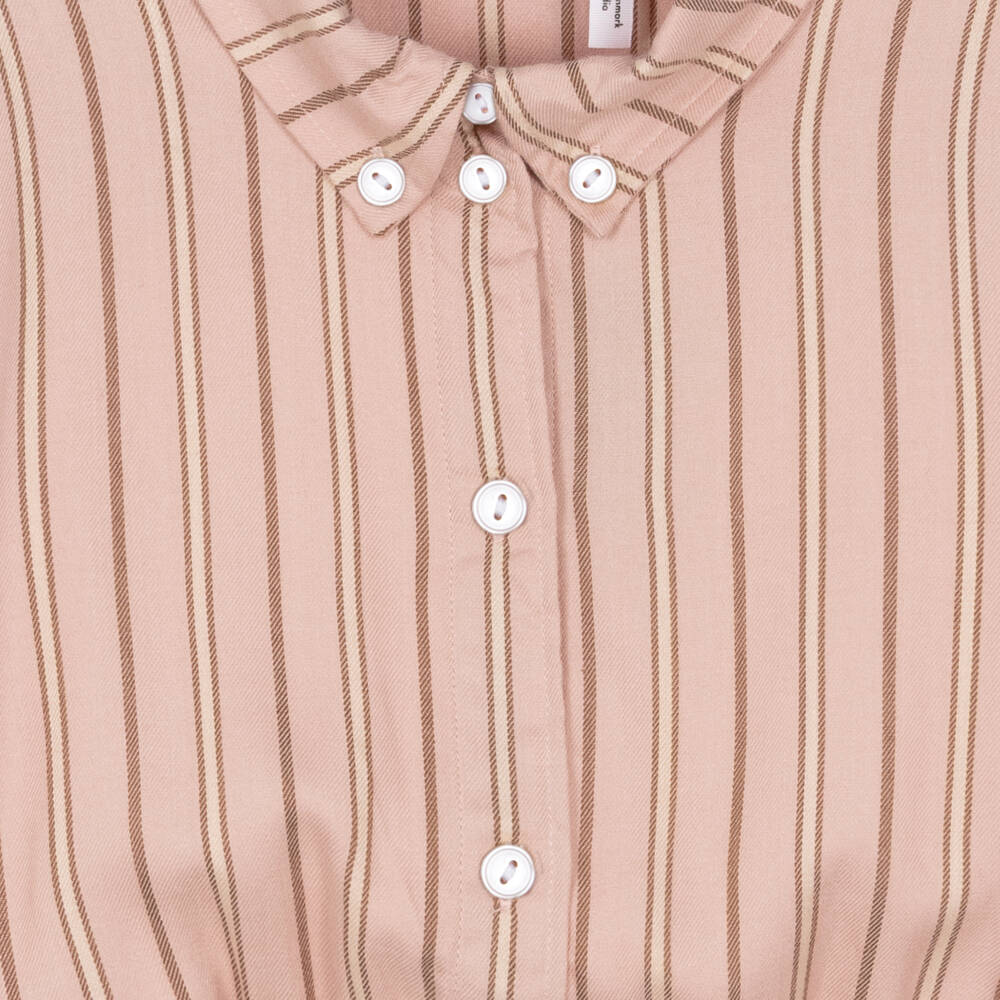 Molo-Girls Pink Blouse with Beige Stripes | Childrensalon