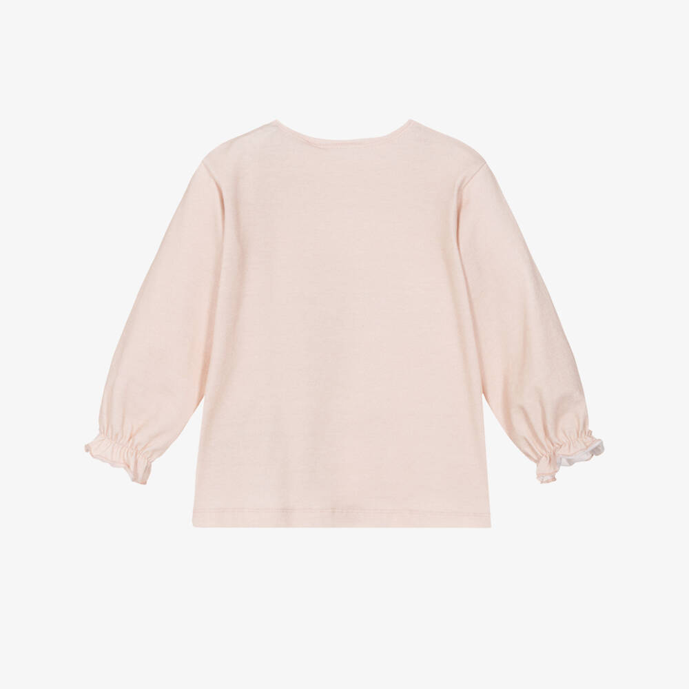 Molo-Girls Pink Bunny & Duckling Print Organic Cotton Top | Childrensalon