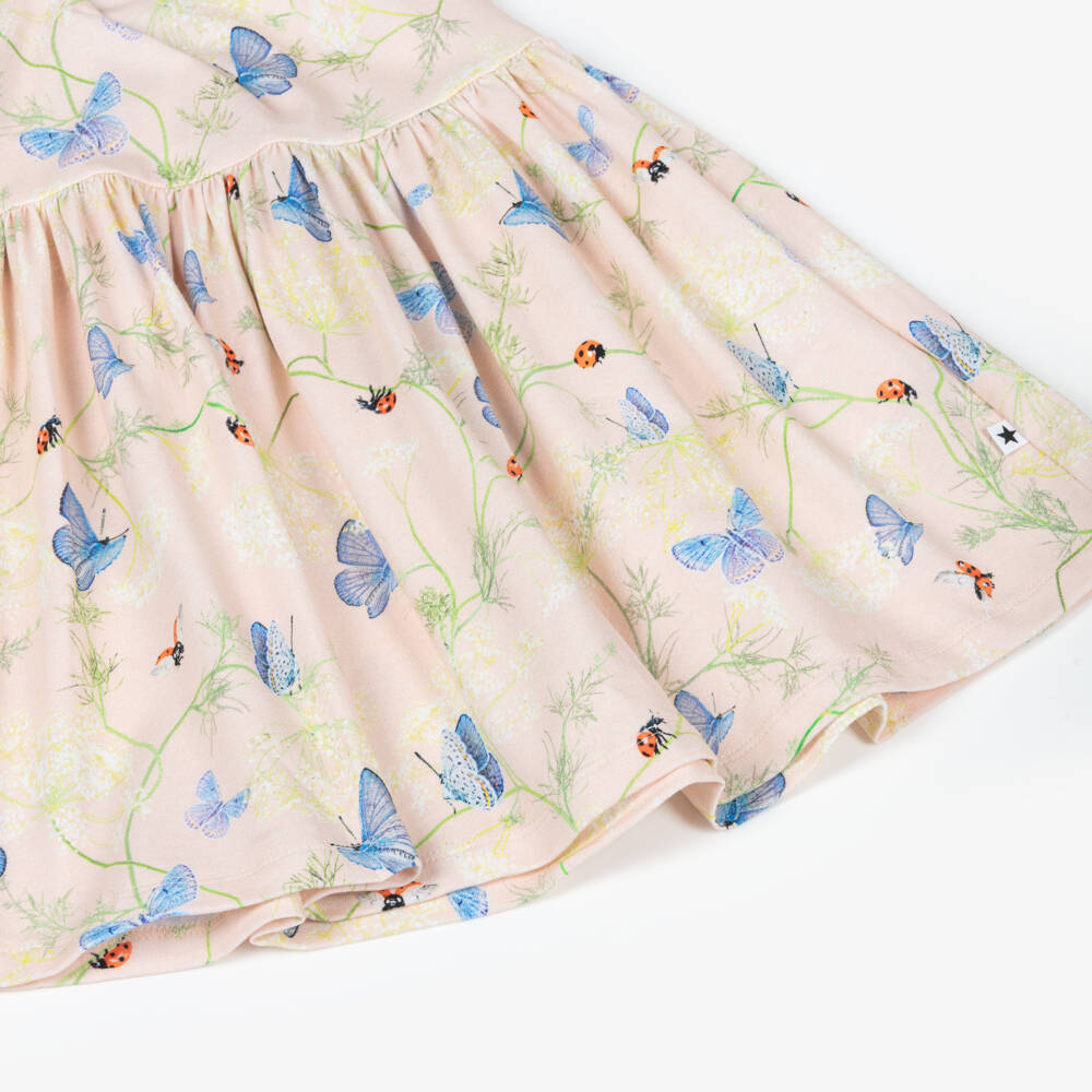 Molo-Girls Pink Butterfly Print Organic Cotton Dress | Childrensalon