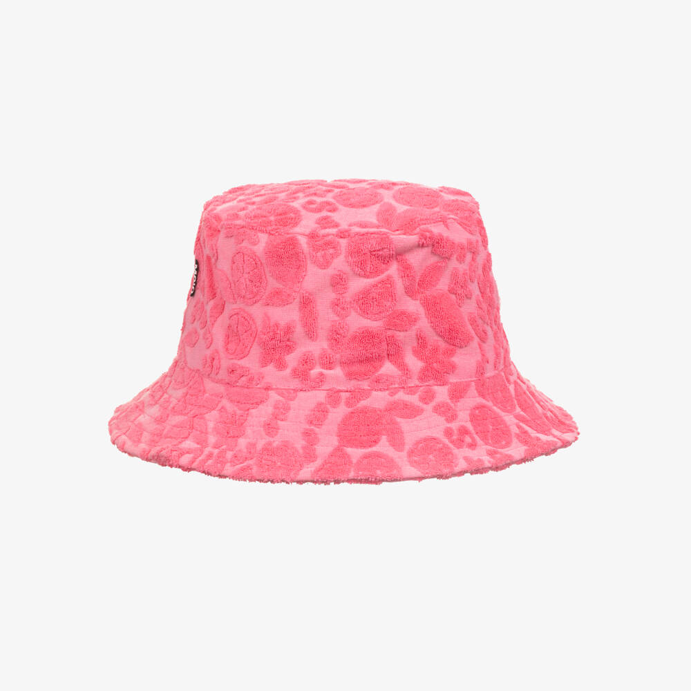 Molo-Girls Pink Cotton Jacquard Fruit Bucket Hat | Childrensalon