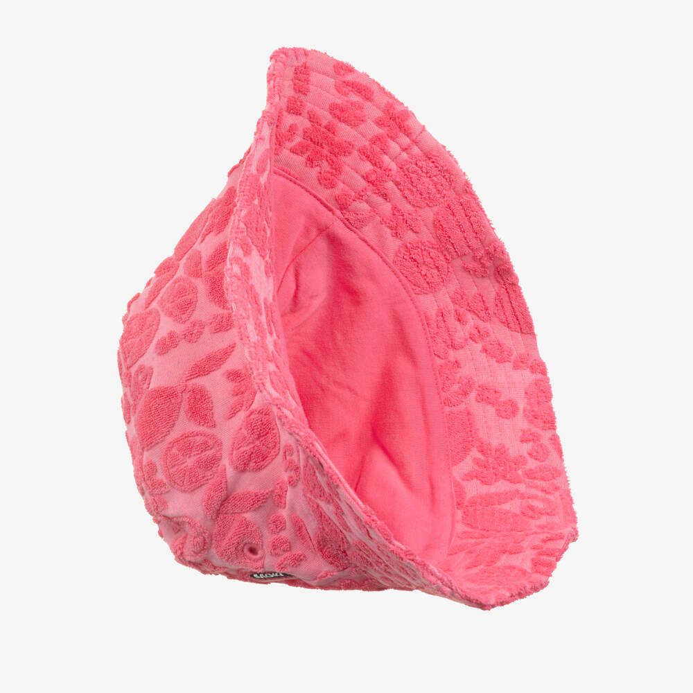 Molo-Girls Pink Cotton Jacquard Fruit Bucket Hat | Childrensalon