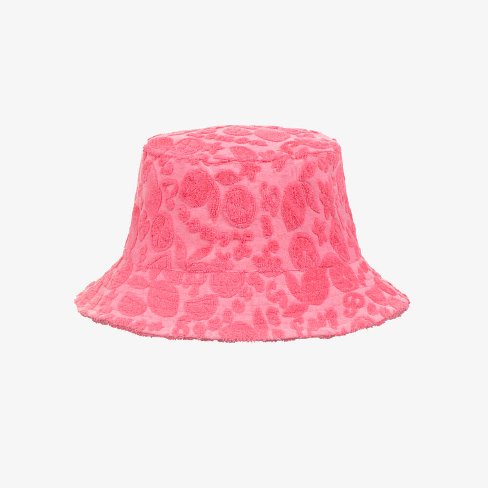 Molo-Girls Pink Cotton Jacquard Fruit Bucket Hat | Childrensalon