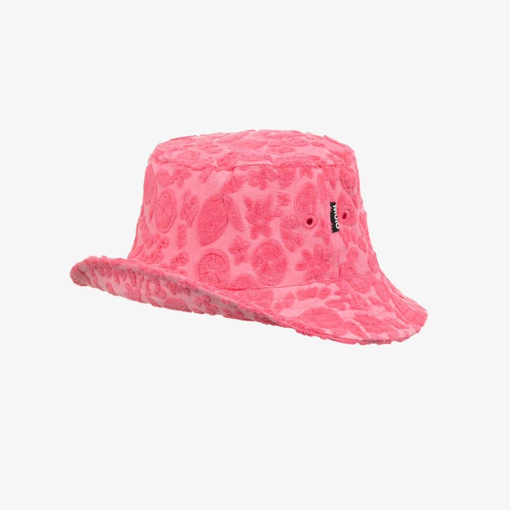 Molo-Girls Pink Cotton Jacquard Fruit Bucket Hat | Childrensalon