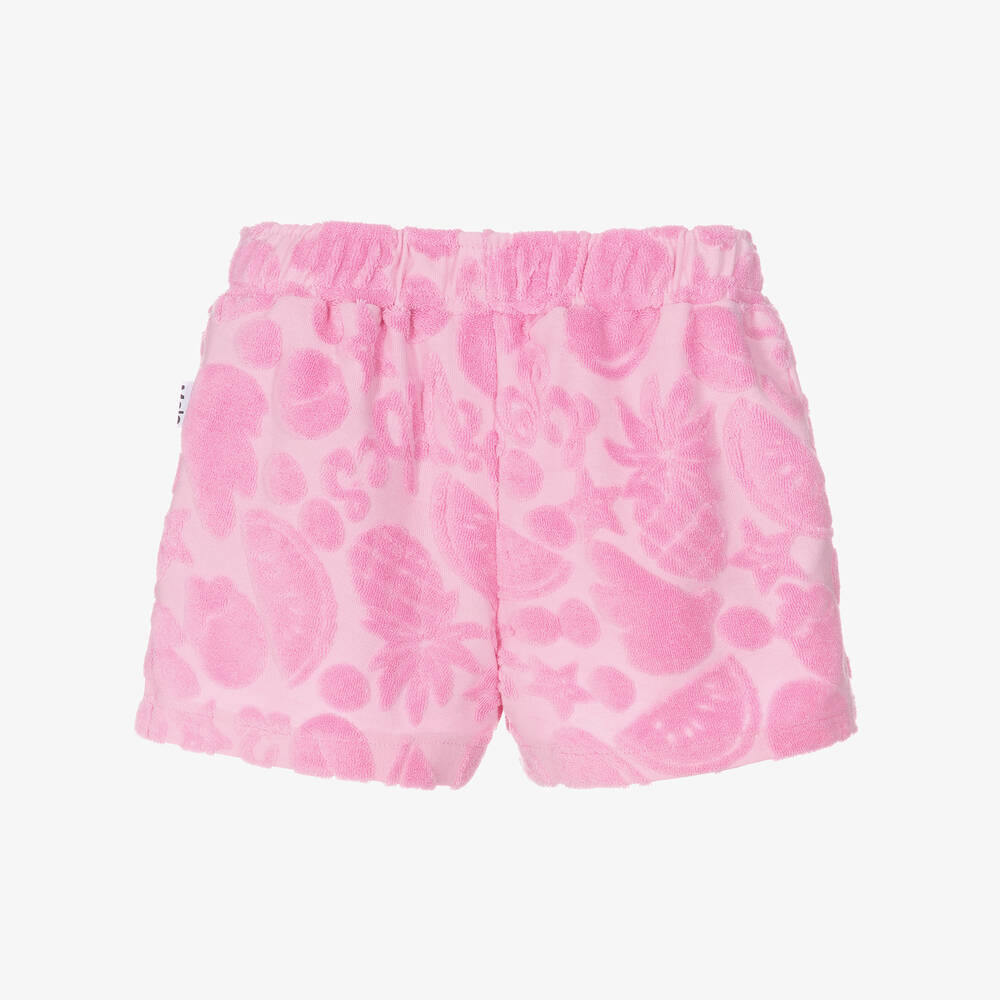 Molo-Girls Pink Cotton Jacquard Fruits Shorts | Childrensalon