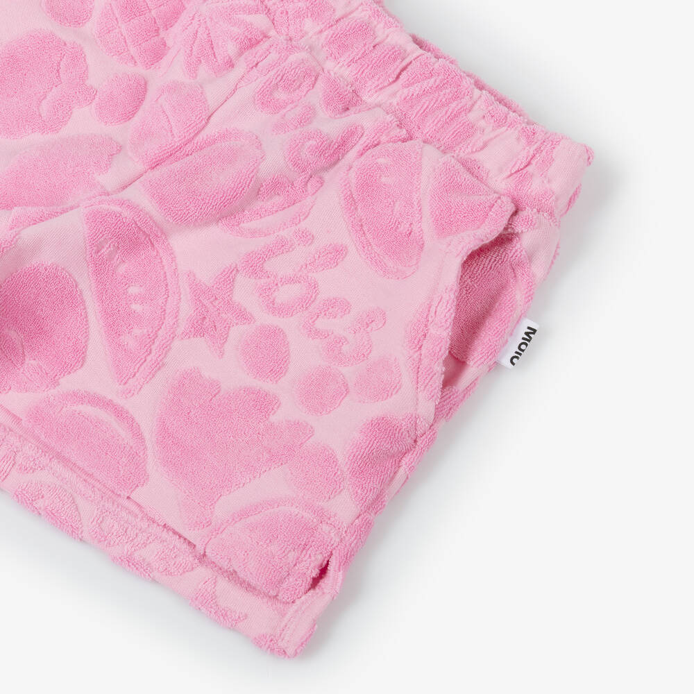 Molo-Girls Pink Cotton Jacquard Fruits Shorts | Childrensalon