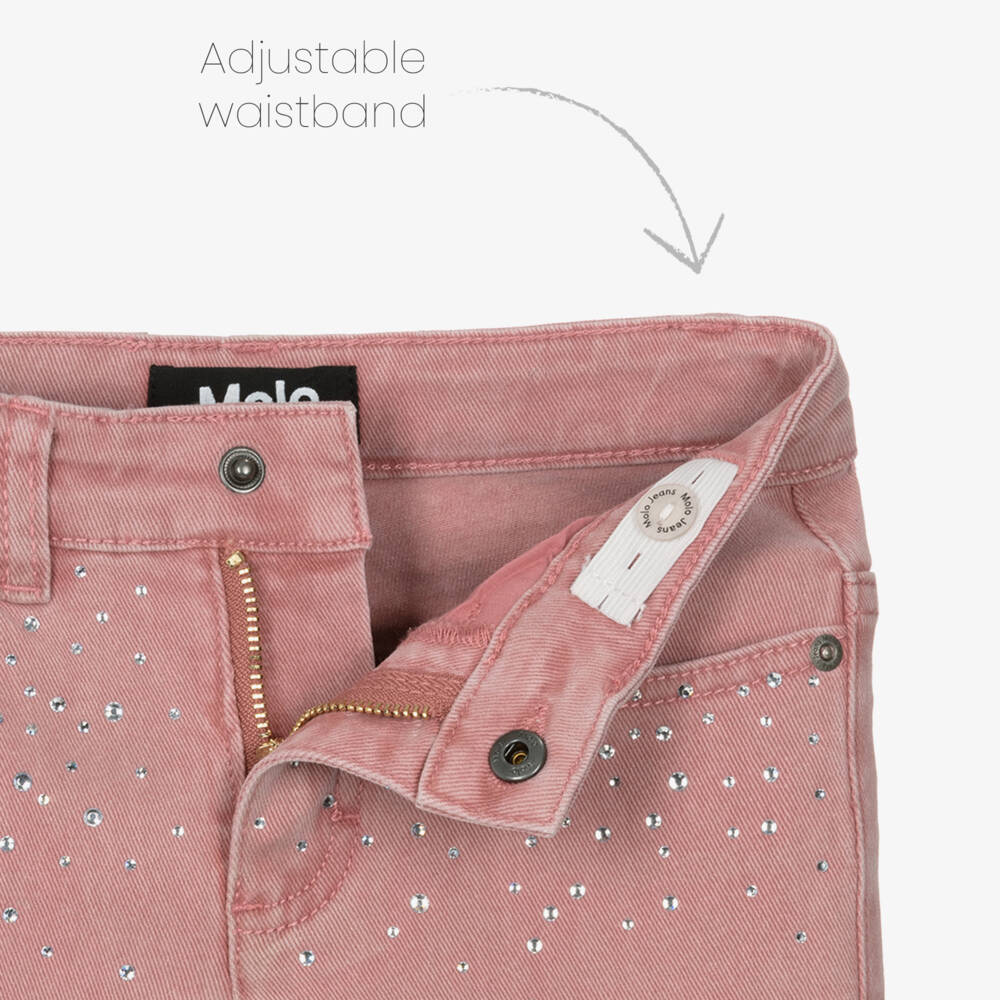 Molo-Джинсы клёш розовые с украшением для девочек | Childrensalon