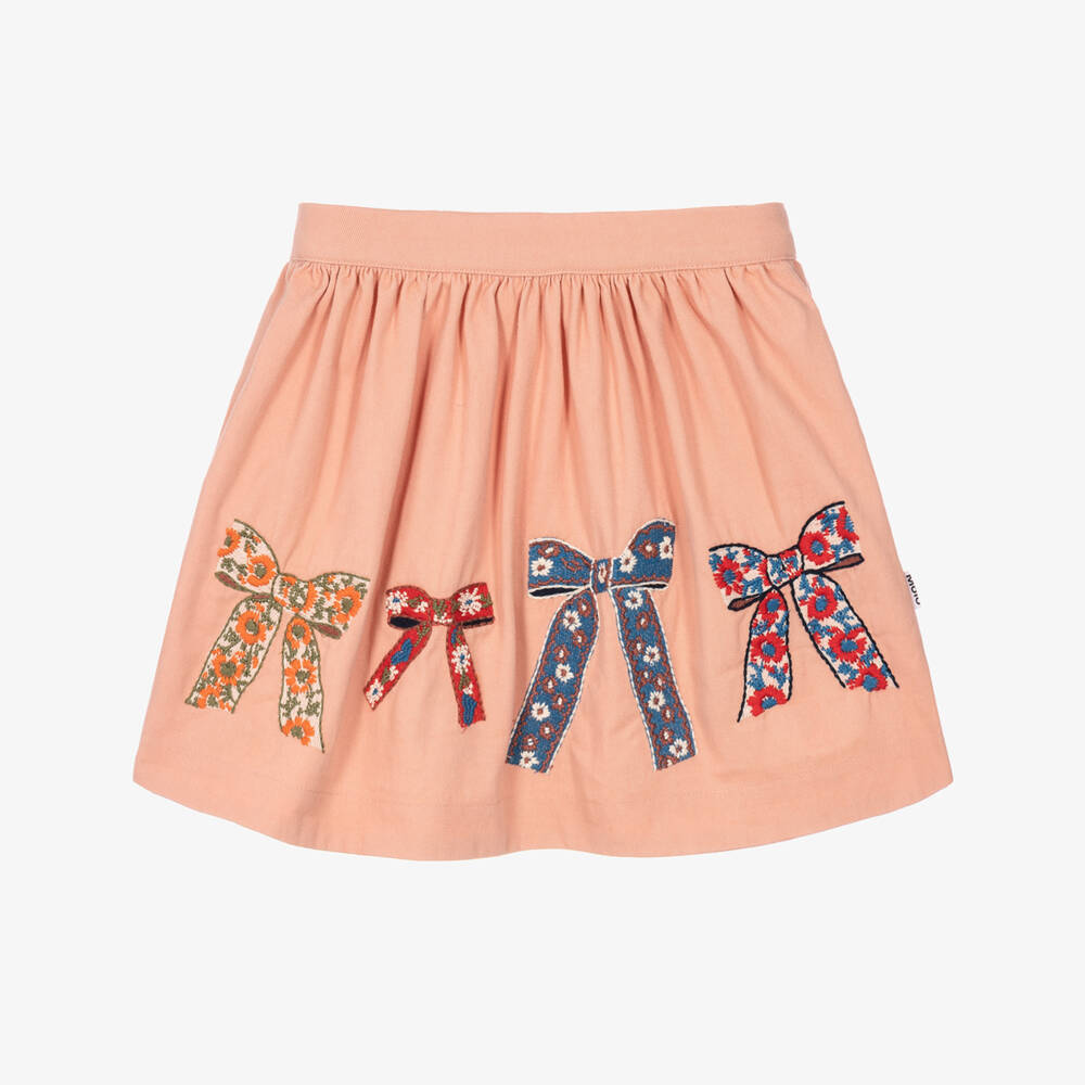 Molo-Girls Pink Embroidered Ribbon Skirt | Childrensalon